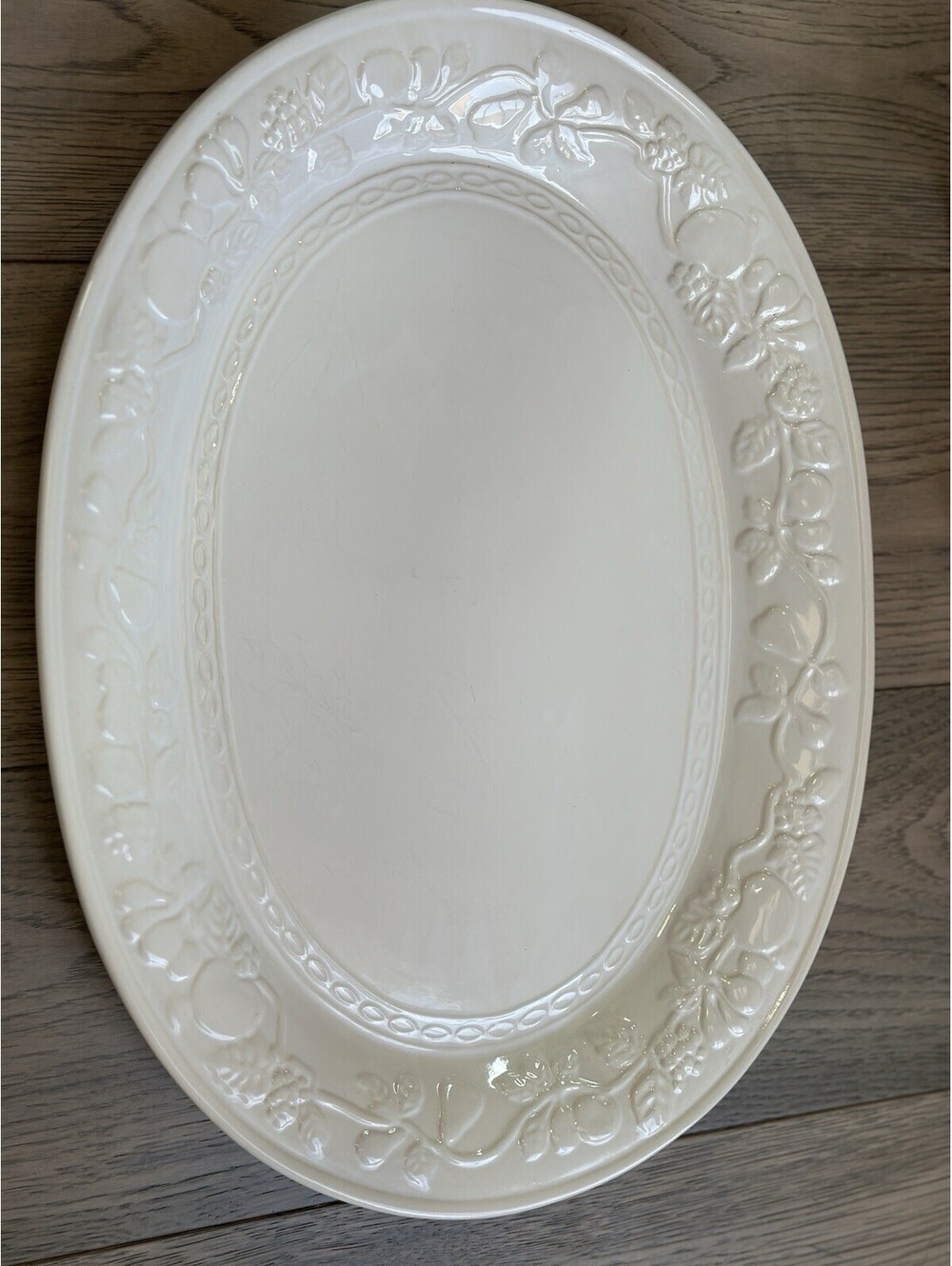 Vintage Gibson Home Fruitful White Durastone Oval Platter 18.75 Inches Ceramic - Picture 6 of 7